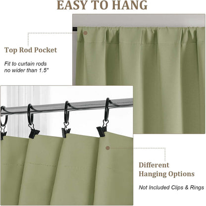 Lecloud Sage Green Room Darkening Curtains 54 Inch Length 2 Panels, Window Curtains for Bedroom, Energy Thermal Insulating Rod Pocket Curtain Drapes for Small Window, 40" W x 54" L