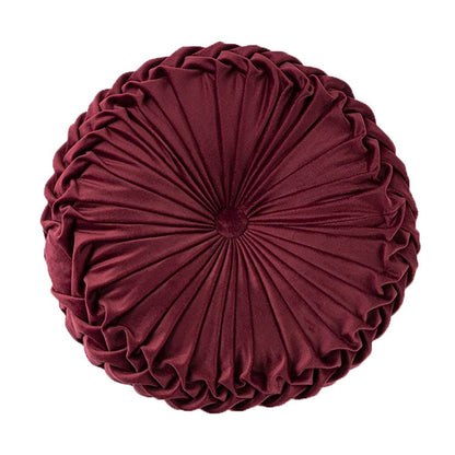 Teieas Round Throw Pillow Velvet Pleated Round Pillow Cushion Light Blue