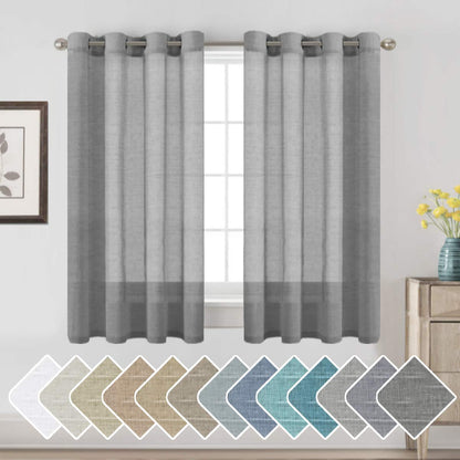 H.VERSAILTEX Natural Linen Sheer Curtains 84" 2 Panels Grommet