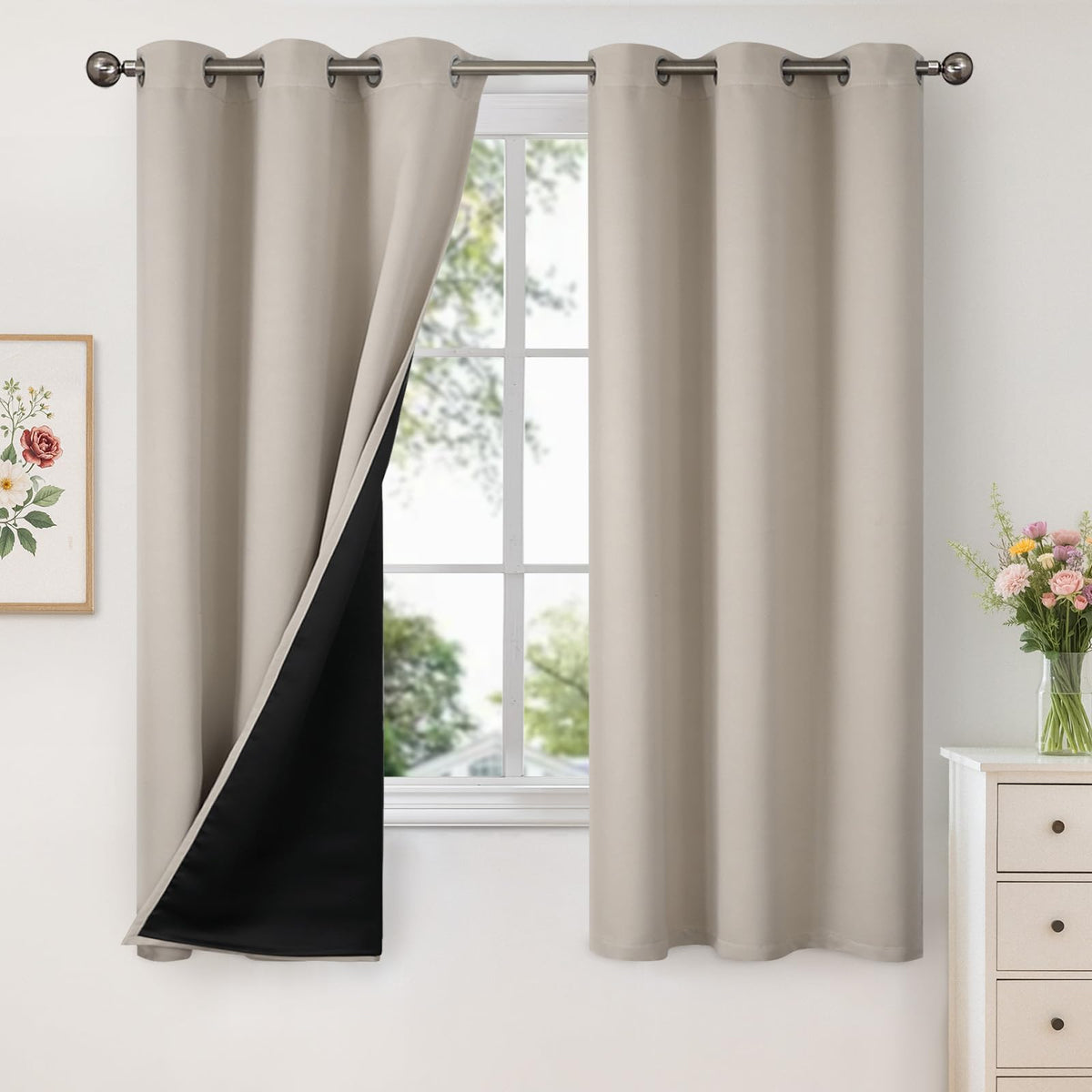 YoungsTex Black Blackout Curtains for Bedroom, Thermal Drapes Heat Blocking