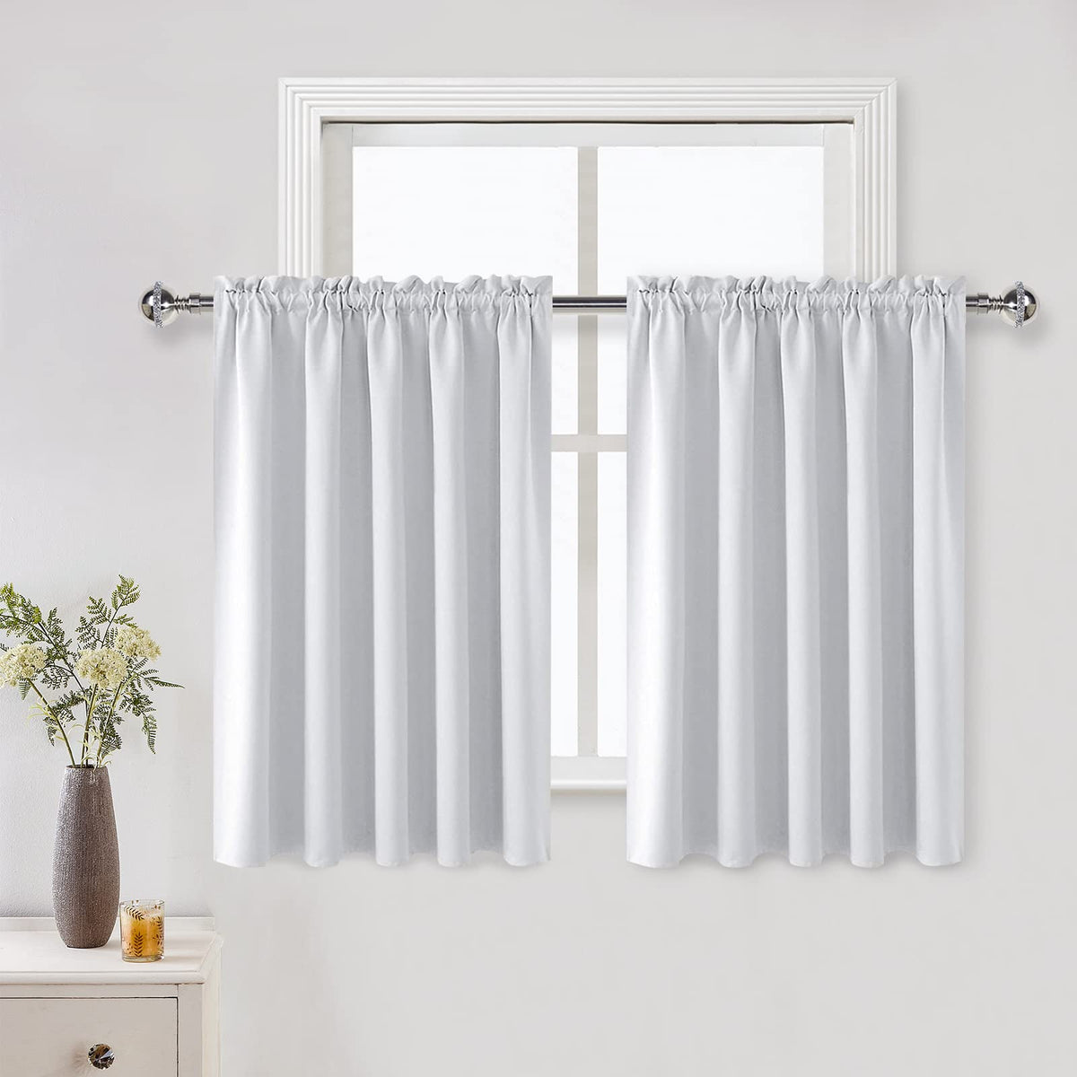 DWCN Blackout Curtains for Bedroom Living Room 42 x 63 Inch Long Black
