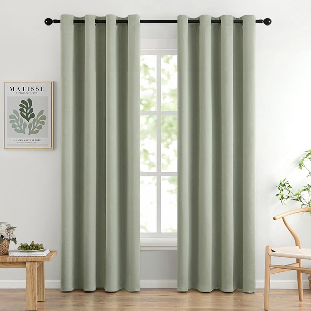 MIULEE Light Pink Blackout Bedroom Curtains Drapes 84 Inch Long 52"x84"