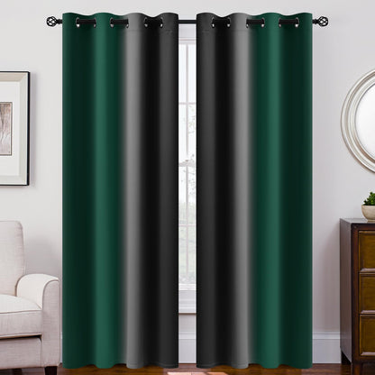 SimpleHome Ombre Black to Grey White Curtains for Living Room 52Wx84L
