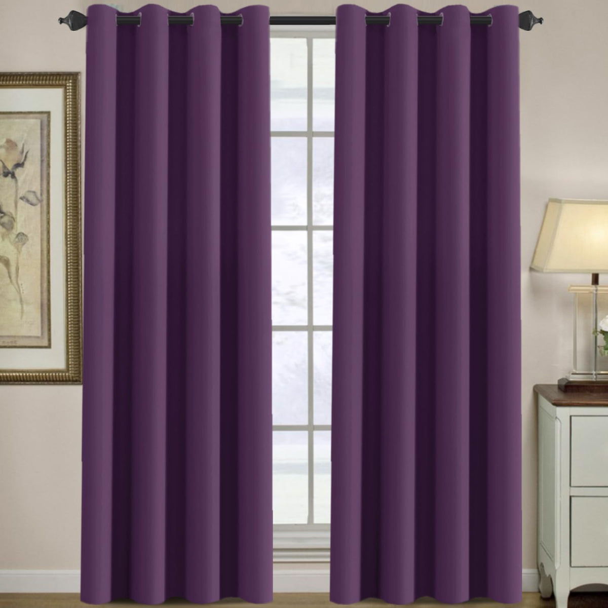 H.VERSAILTEX 100% Blackout Curtains for Bedroom Black Out Curtains 96 inch Thermal Insulated Long Blackout Curtains for Living Room, Energy Saving Curtains for Patio Door Grommet (1 Panel, Jet Black)