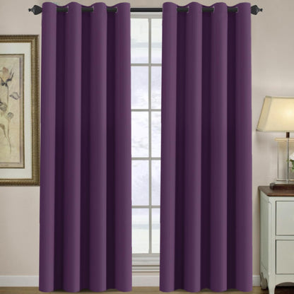 H.VERSAILTEX 100% Blackout Curtains for Bedroom Black Out Curtains 96 inch Thermal Insulated Long Blackout Curtains for Living Room, Energy Saving Curtains for Patio Door Grommet (1 Panel, Jet Black)