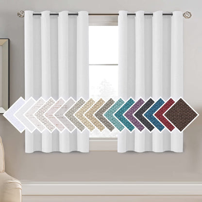 H.VERSAILTEX Linen Blackout Curtain 84 Inches Long for Bedroom/Living Room Thermal Insulated Grommet Linen Look Curtain Drapes Primitive Textured Burlap Effect Window Drapes 1 Panel - Heather Ivory