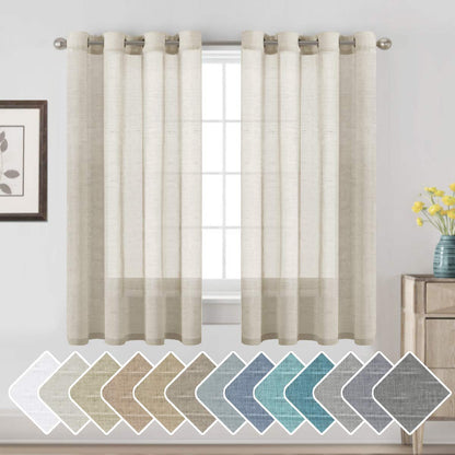 H.VERSAILTEX Natural Linen Sheer Curtains 84" 2 Panels Grommet
