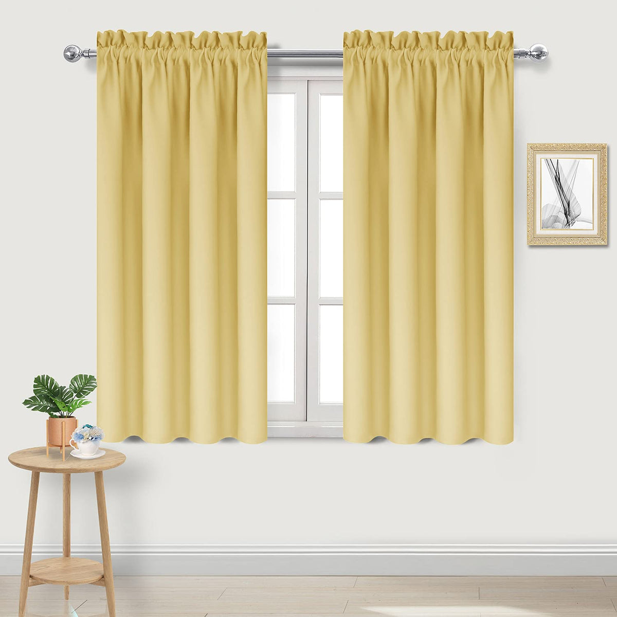 DWCN Blackout Curtains for Bedroom Living Room 42 x 63 Inch Long Black