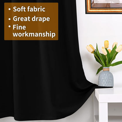 YoungsTex Black Blackout Curtains for Bedroom, Thermal Drapes Heat Blocking