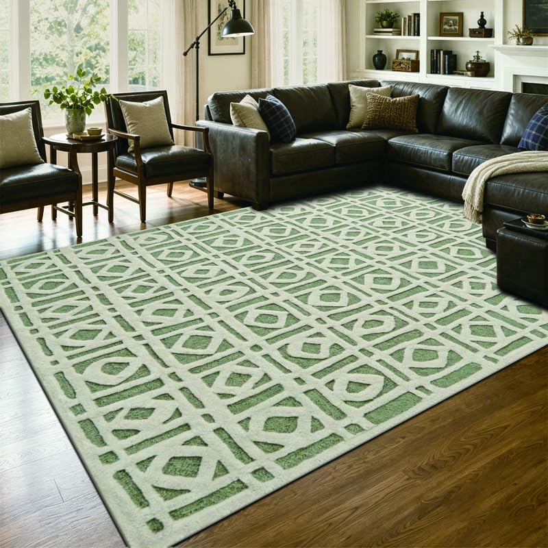 8x10 Rugs for Living Room Washable Green Area Rug Rugs for Bedroom