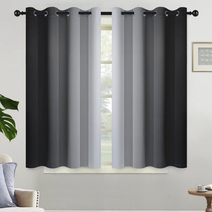 Yakamok Ombre Curtains Blue and Greyish White for Living Room,52Wx84L