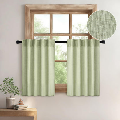 MIULEE Natural White Linen Curtains 52x84 Inch Long for Bedroom Living Room