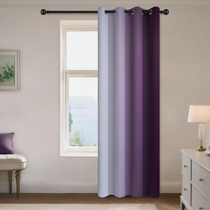 Yakamok Ombre Curtains Blue and Greyish White for Living Room,52Wx84L