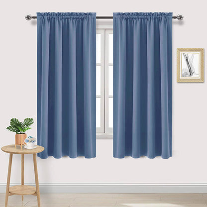 DWCN Blackout Curtains for Bedroom Living Room 42 x 63 Inch Long Black