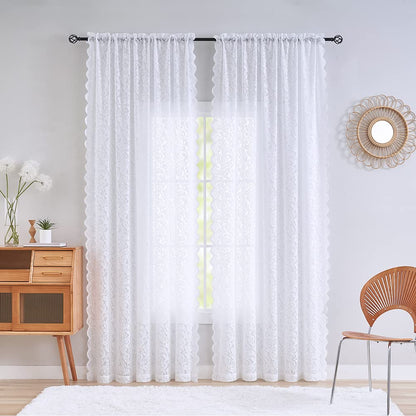 ALIGOGO Black Lace Curtains for Living Room, Gothic Decor, 52W x 84L Inch