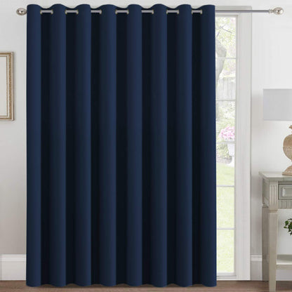 H.VERSAILTEX 100% Blackout Curtains for Bedroom Black Out Curtains 96 inch Thermal Insulated Long Blackout Curtains for Living Room, Energy Saving Curtains for Patio Door Grommet (1 Panel, Jet Black)