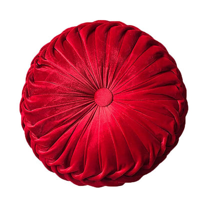Teieas Round Throw Pillow Velvet Pleated Round Pillow Cushion Light Blue