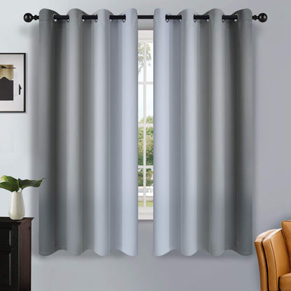SimpleHome Ombre Black to Grey White Curtains for Living Room 52Wx84L