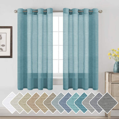H.VERSAILTEX Natural Linen Sheer Curtains 84" 2 Panels Grommet