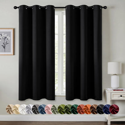 MIULEE Blackout Curtains for Bedroom 2 Panels 40 x 63 Inch Long Dark Grey