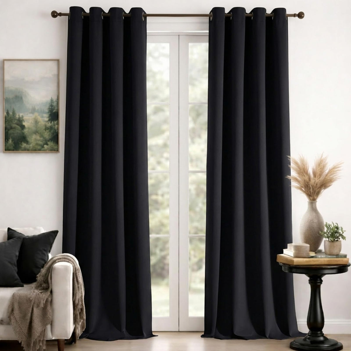 Simplebrand Sage Green Blackout Curtains 84 Inch Length 2 Panels Set for Bedroom/Living Room, Solid Room Darkening Thermal Insulated Grommet Energy Saving Window Treatment Drapes, Each 52" Wide