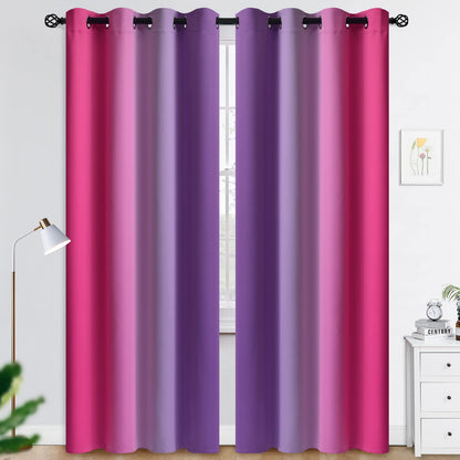 COSVIYA Grommet Room Darkening Ombre Purple Curtains W52xL63 inch