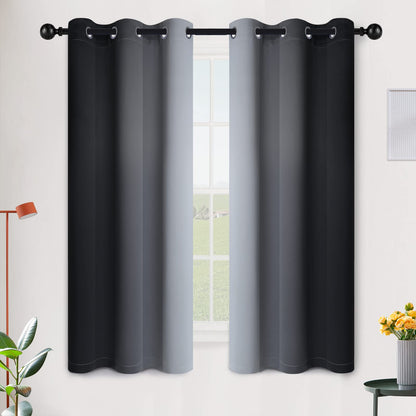 SimpleHome Ombre Black to Grey White Curtains for Living Room 52Wx84L