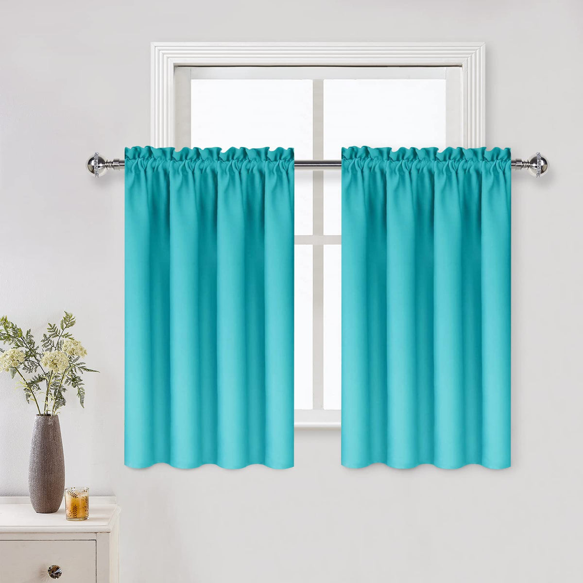 DWCN Blackout Curtains for Bedroom Living Room 42 x 63 Inch Long Black