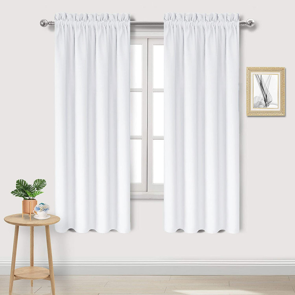 DWCN Blackout Curtains for Bedroom Living Room 42 x 63 Inch Long Black