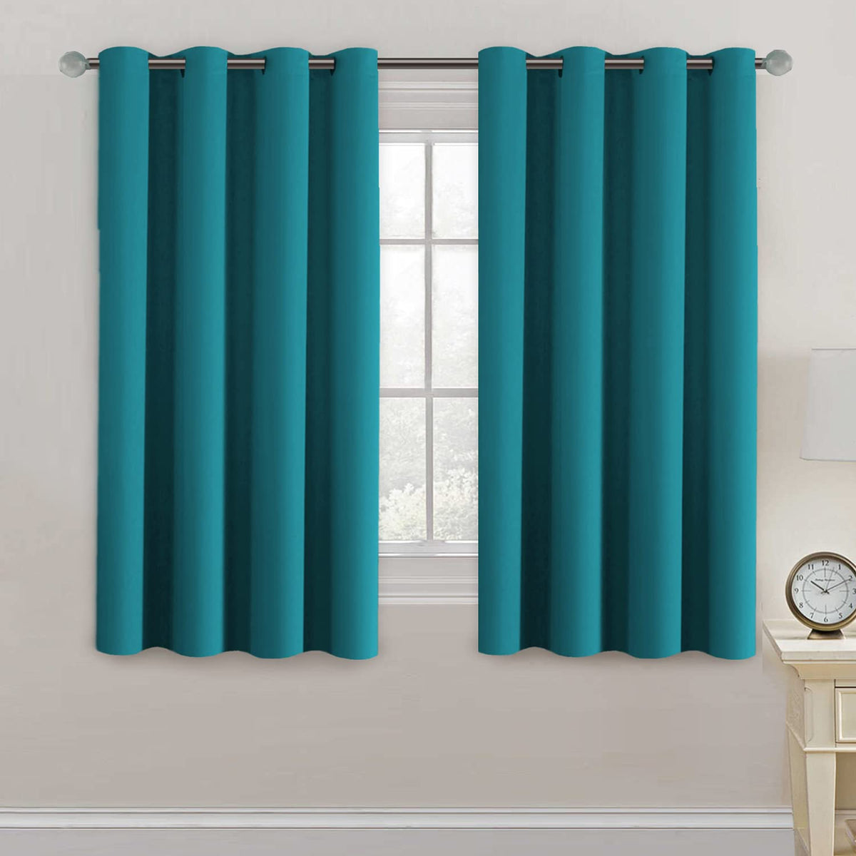 H.VERSAILTEX 100% Blackout Curtains for Bedroom Black Out Curtains 96 inch Thermal Insulated Long Blackout Curtains for Living Room, Energy Saving Curtains for Patio Door Grommet (1 Panel, Jet Black)