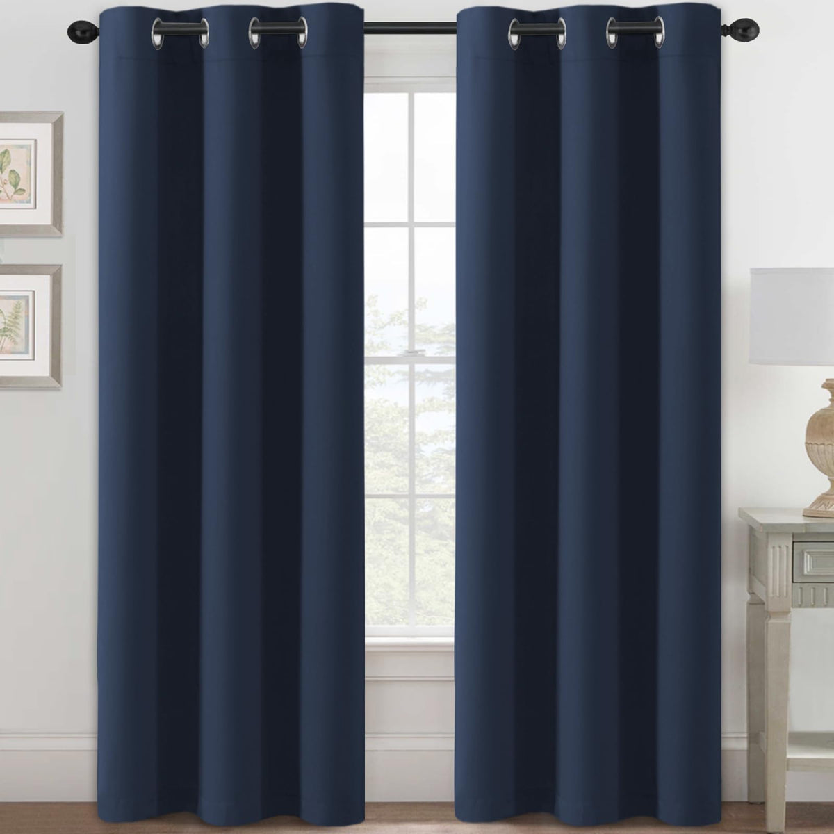 H.VERSAILTEX Blackout Curtains for Bedroom Thermal Insulated Room Darkening Living Room Curtains 63 Inch Long Grommet Privacy Protection Window Curtain Panels/Drapes for Nursery,2 Panels,Ivory/Cream