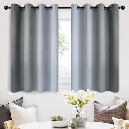 SimpleHome Ombre Black to Grey White Curtains for Living Room 52Wx84L