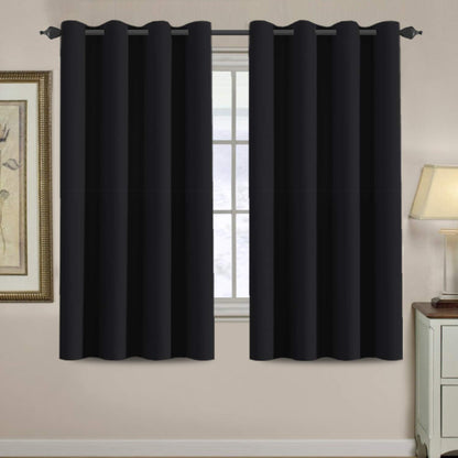 H.VERSAILTEX 100% Blackout Curtains for Bedroom Black Out Curtains 96 inch Thermal Insulated Long Blackout Curtains for Living Room, Energy Saving Curtains for Patio Door Grommet (1 Panel, Jet Black)