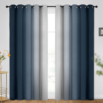 SimpleHome Ombre Black to Grey White Curtains for Living Room 52Wx84L