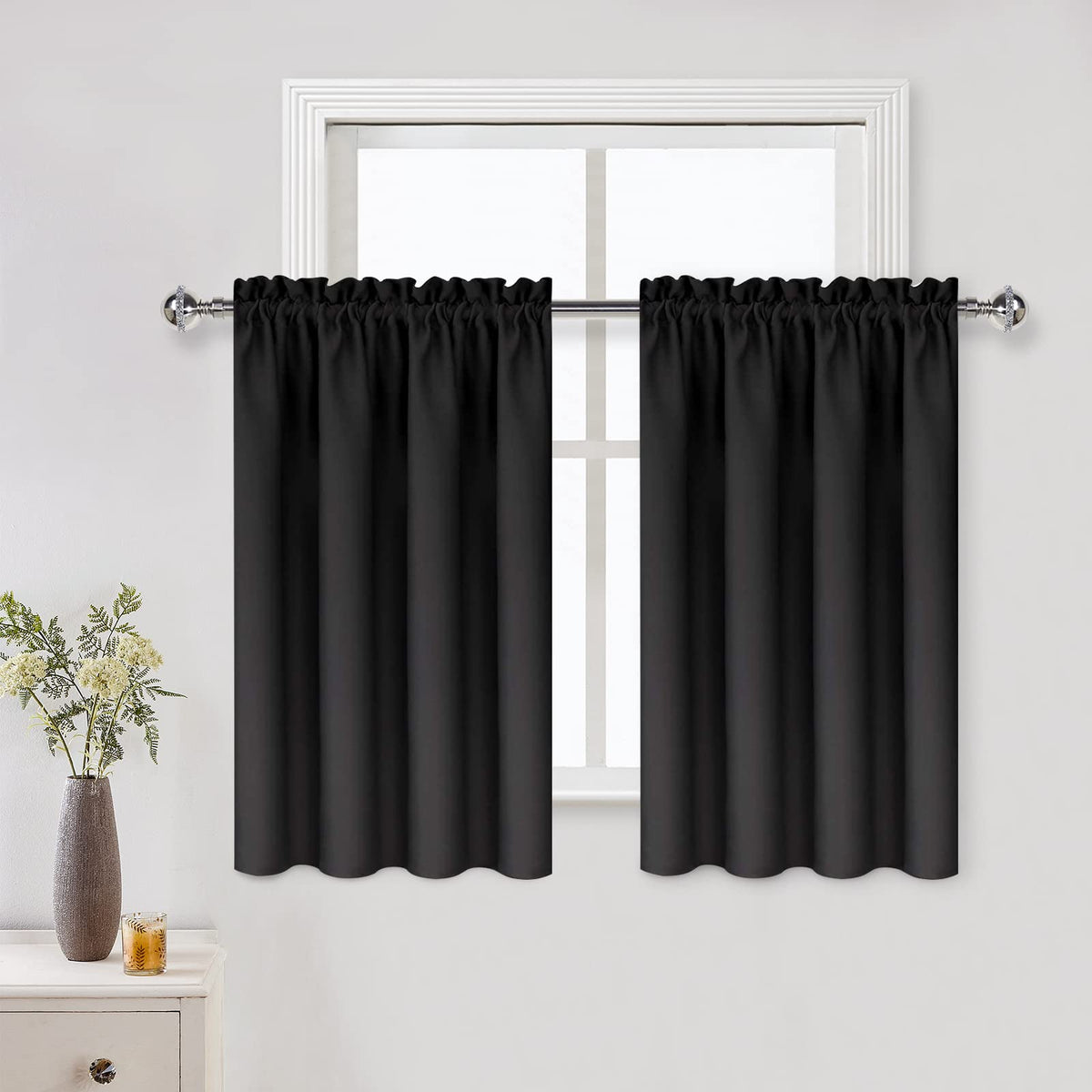 DWCN Blackout Curtains for Bedroom Living Room 42 x 63 Inch Long Black