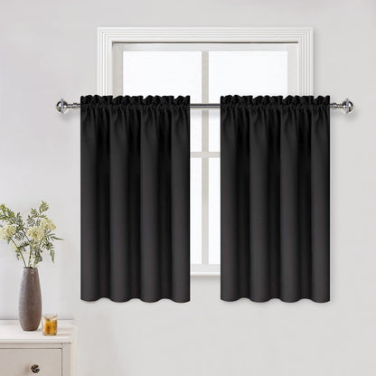 DWCN Blackout Curtains for Bedroom Living Room 42 x 63 Inch Long Black