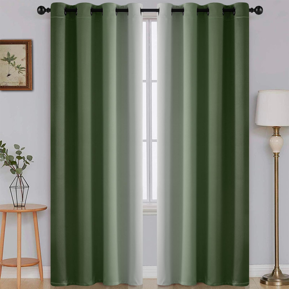 SimpleHome Ombre Black to Grey White Curtains for Living Room 52Wx84L