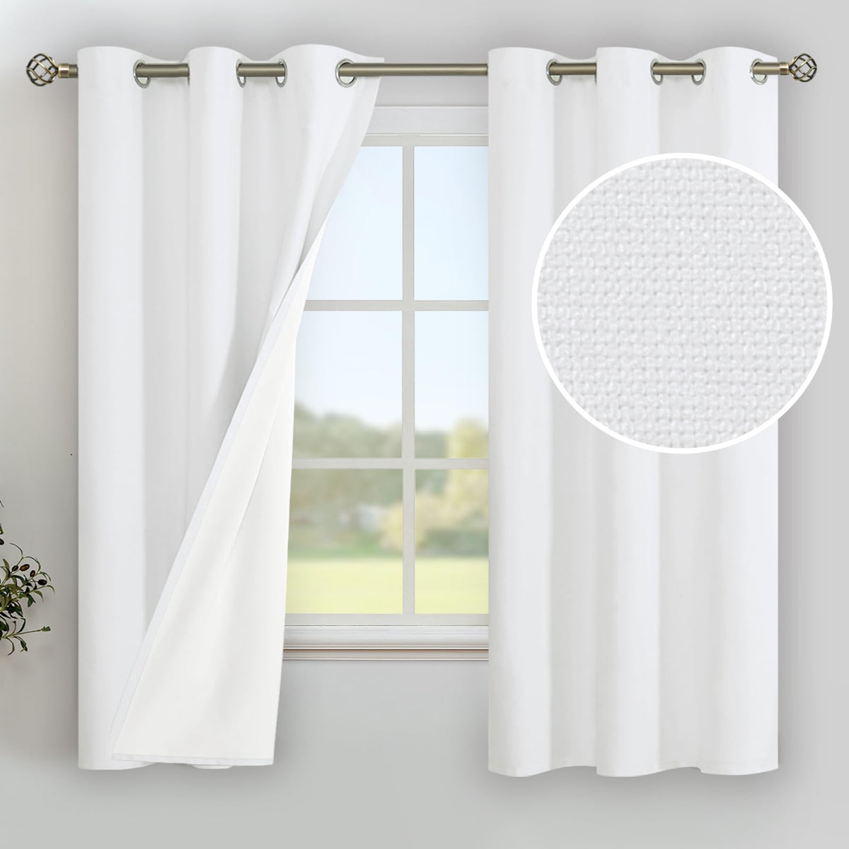 YoungsTex Black Blackout Curtains for Bedroom, Thermal Drapes Heat Blocking