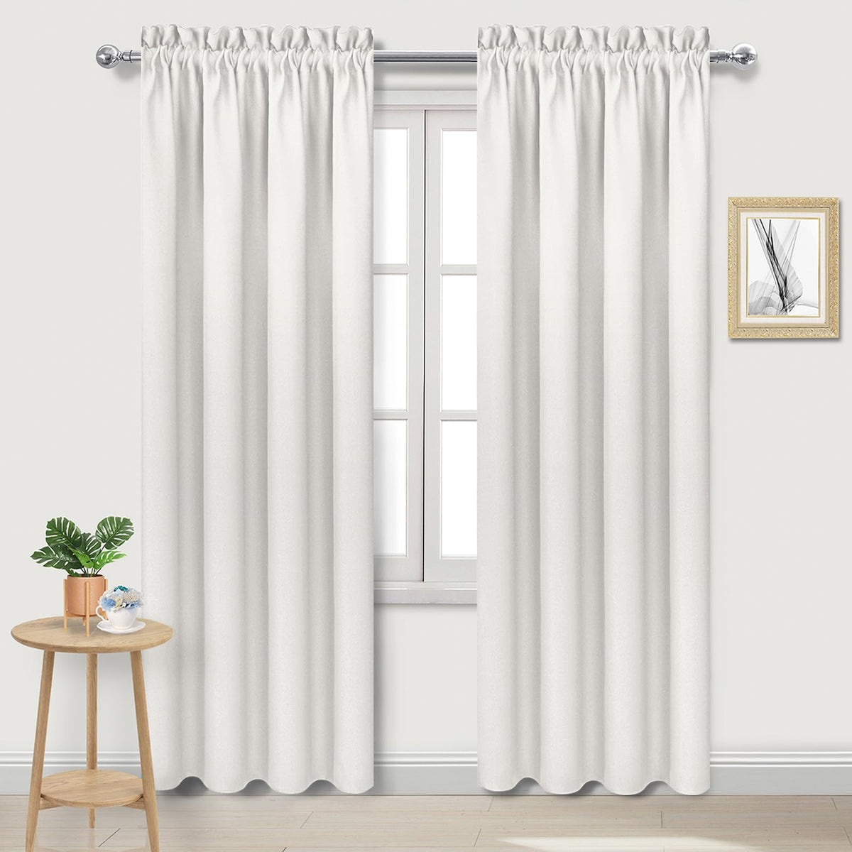 DWCN Blackout Curtains for Bedroom Living Room 42 x 63 Inch Long Black