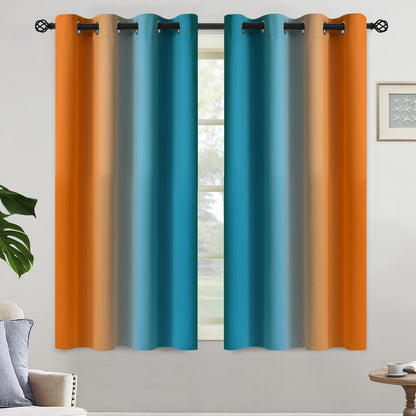Yakamok Ombre Curtains Blue and Greyish White for Living Room,52Wx84L