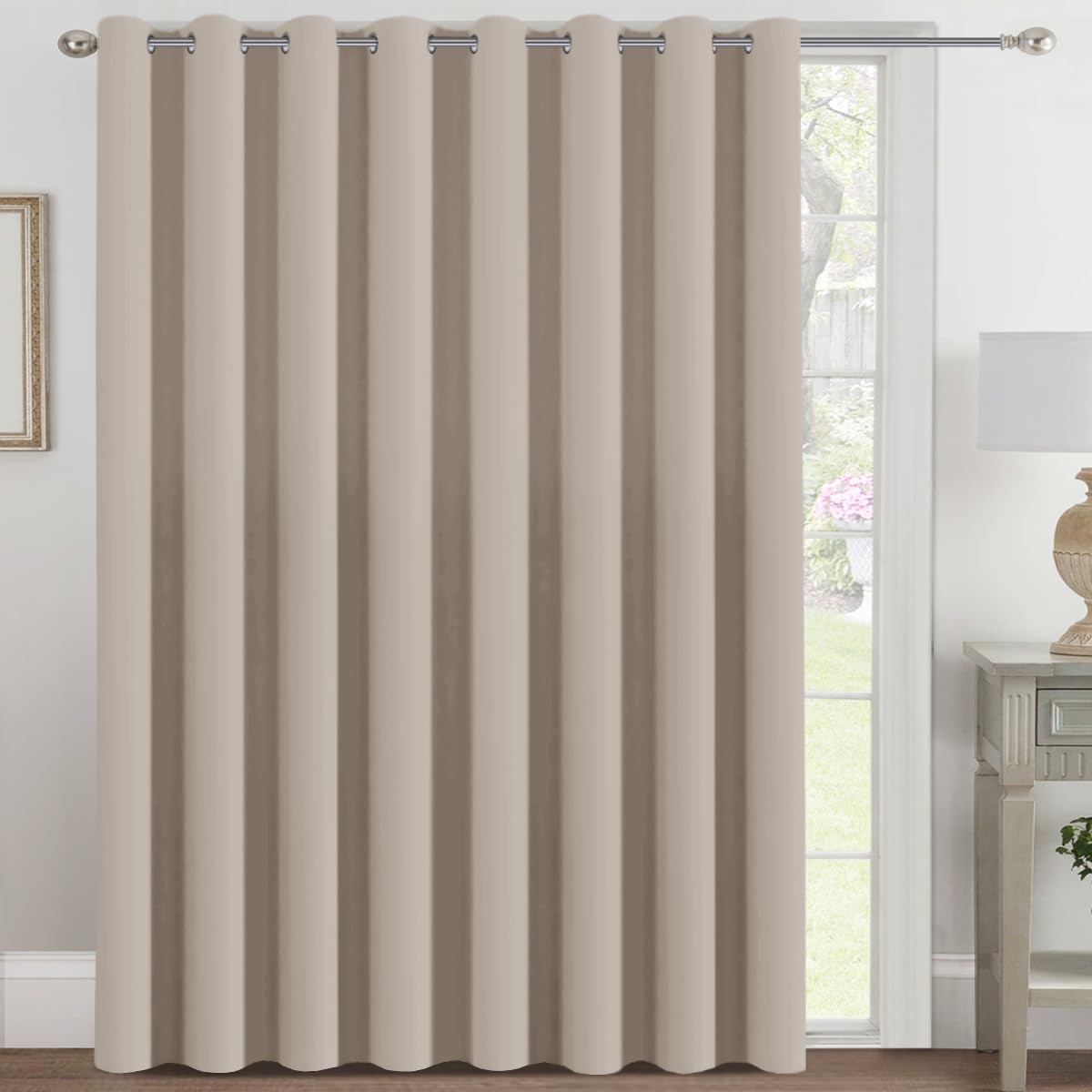 H.VERSAILTEX 100% Blackout Curtains for Bedroom Black Out Curtains 96 inch Thermal Insulated Long Blackout Curtains for Living Room, Energy Saving Curtains for Patio Door Grommet (1 Panel, Jet Black)