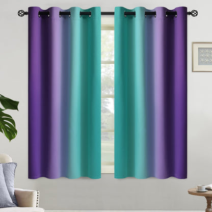 Yakamok Ombre Curtains Blue and Greyish White for Living Room,52Wx84L