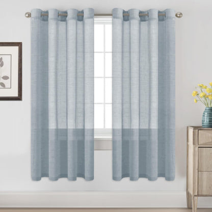 H.VERSAILTEX Natural Linen Sheer Curtains 84" 2 Panels Grommet