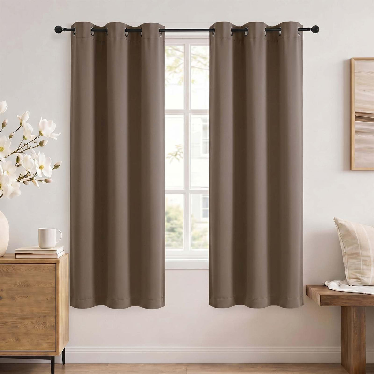 Simplebrand Sage Green Blackout Curtains 84 Inch Length 2 Panels Set for Bedroom/Living Room, Solid Room Darkening Thermal Insulated Grommet Energy Saving Window Treatment Drapes, Each 52" Wide