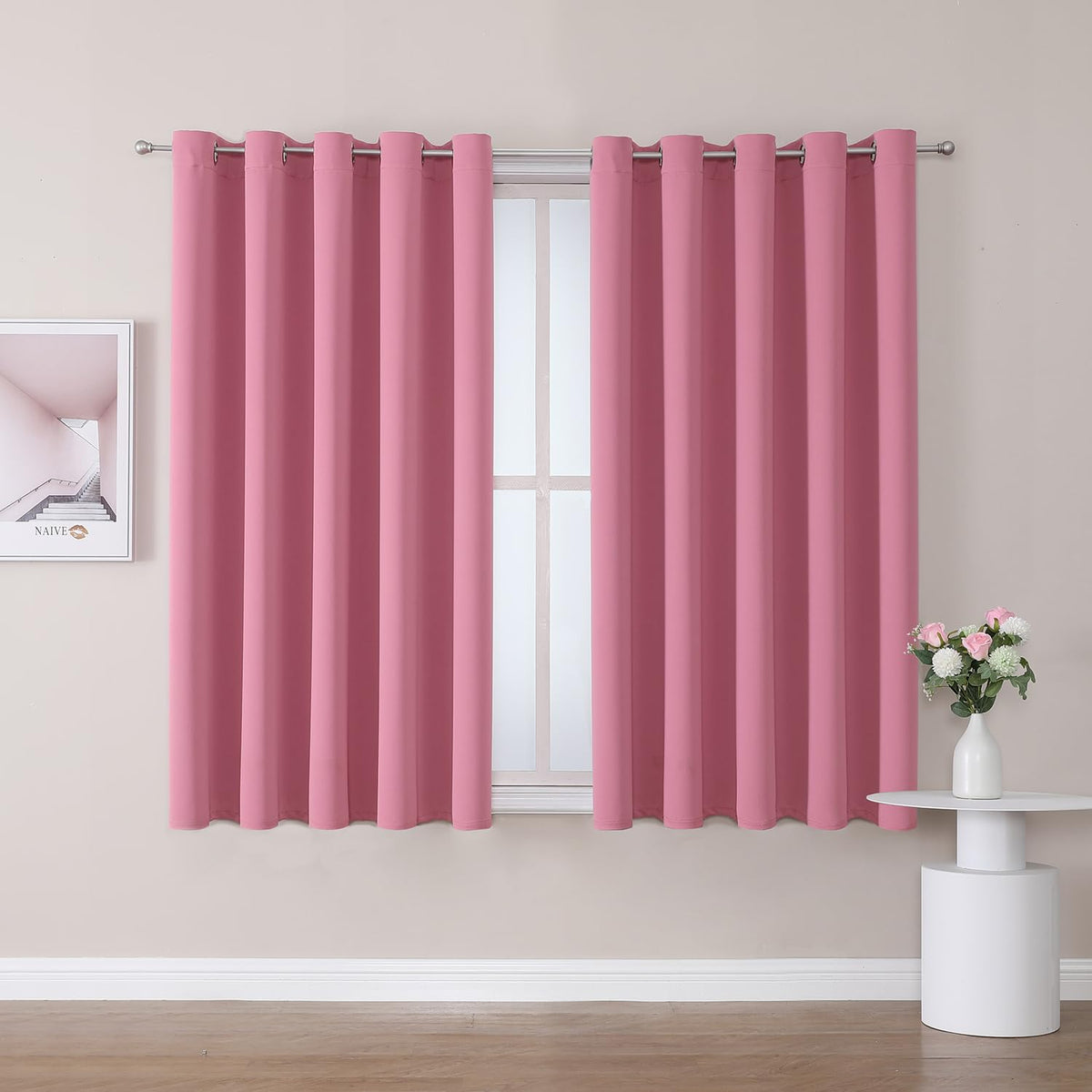 ChrisDowa Blackout Curtains for Bedroom and Living Room 63 Inches Long