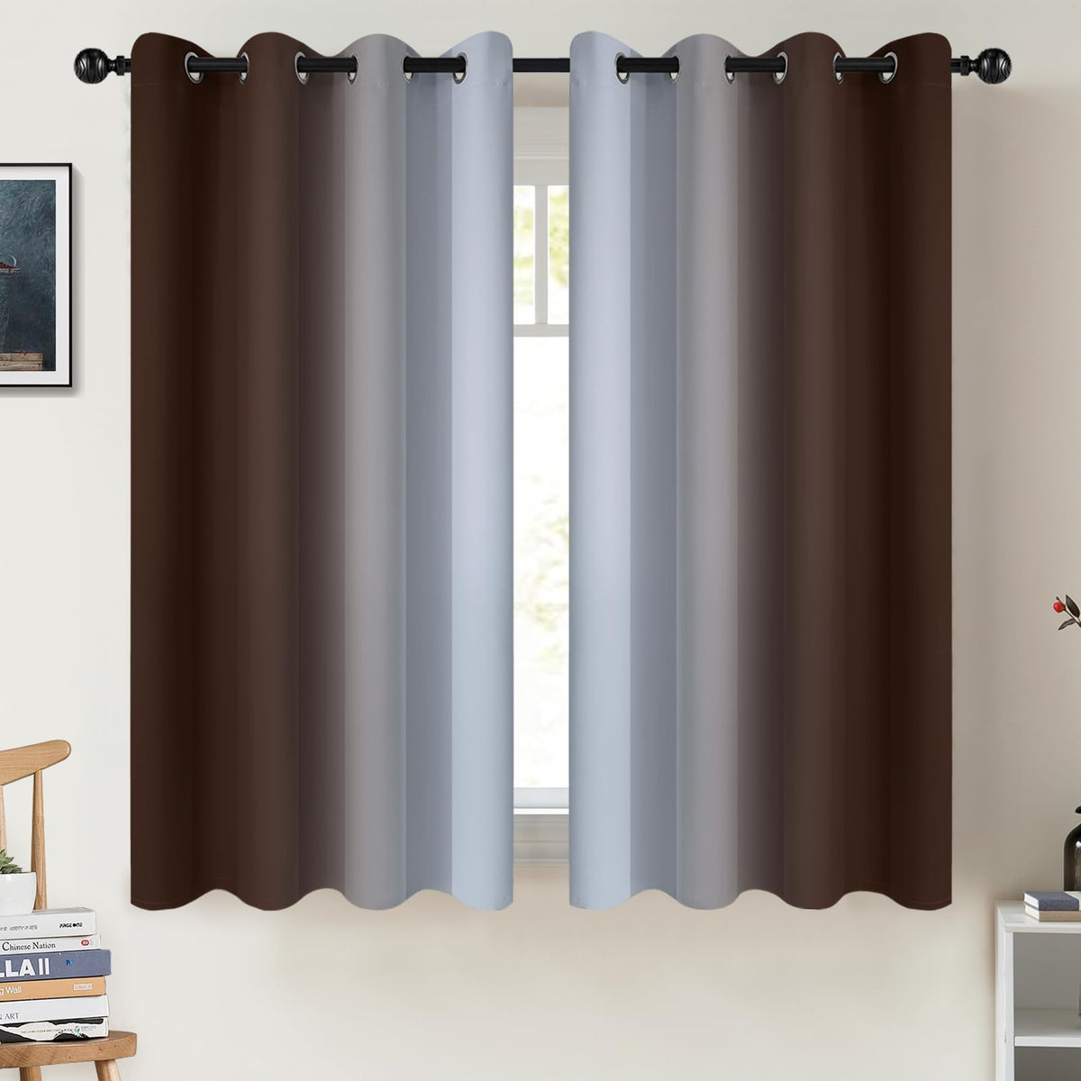 COSVIYA Grommet Room Darkening Ombre Purple Curtains W52xL63 inch