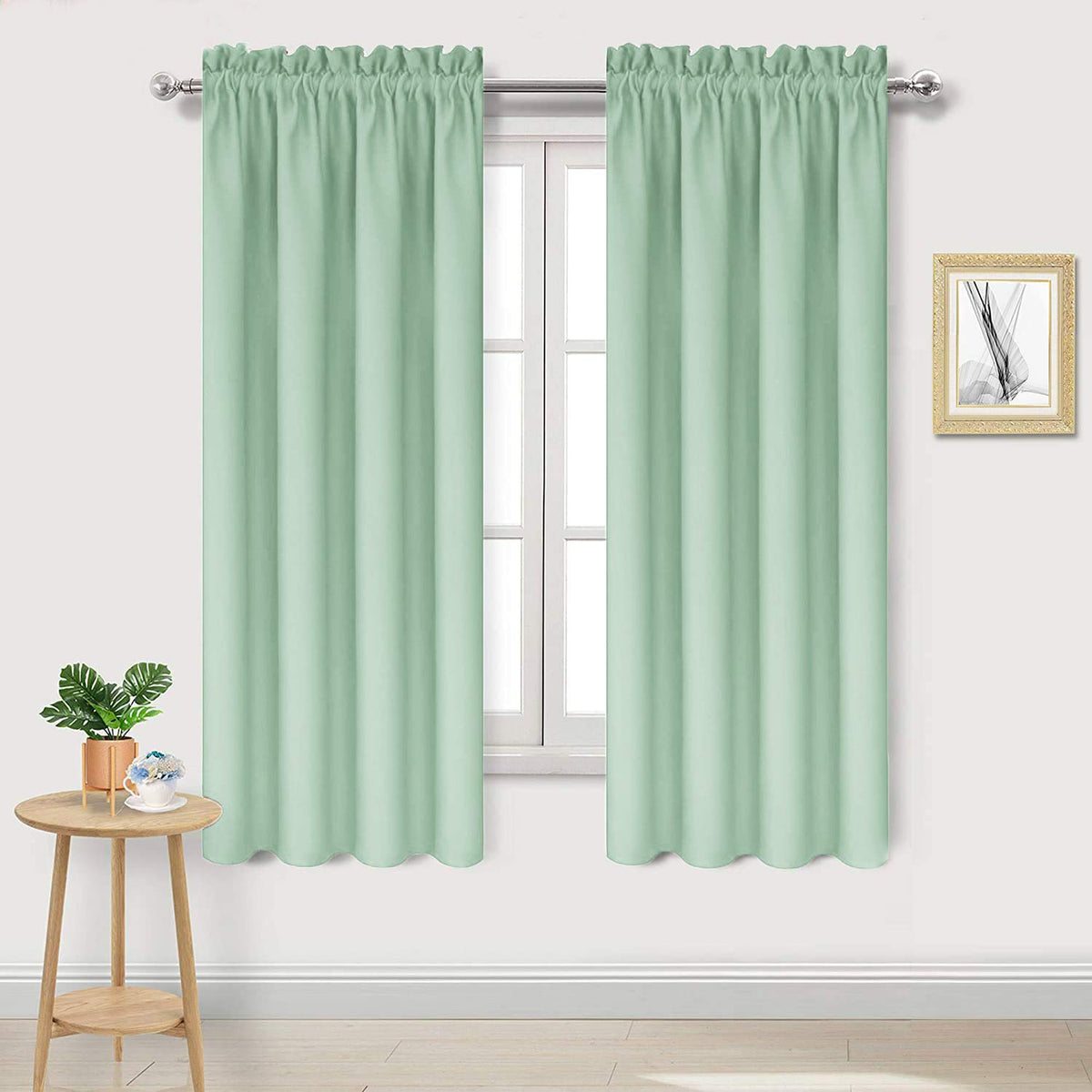 DWCN Blackout Curtains for Bedroom Living Room 42 x 63 Inch Long Black