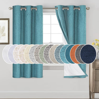 PrinceDeco Natural Linen Curtains 100% Blackout Linen Curtains for Bedroom Full Blackout Curtains 84 Inches Long Living Room Thermal Insulated Light Blocking Curtain Drapes White Backing, 2 Panels
