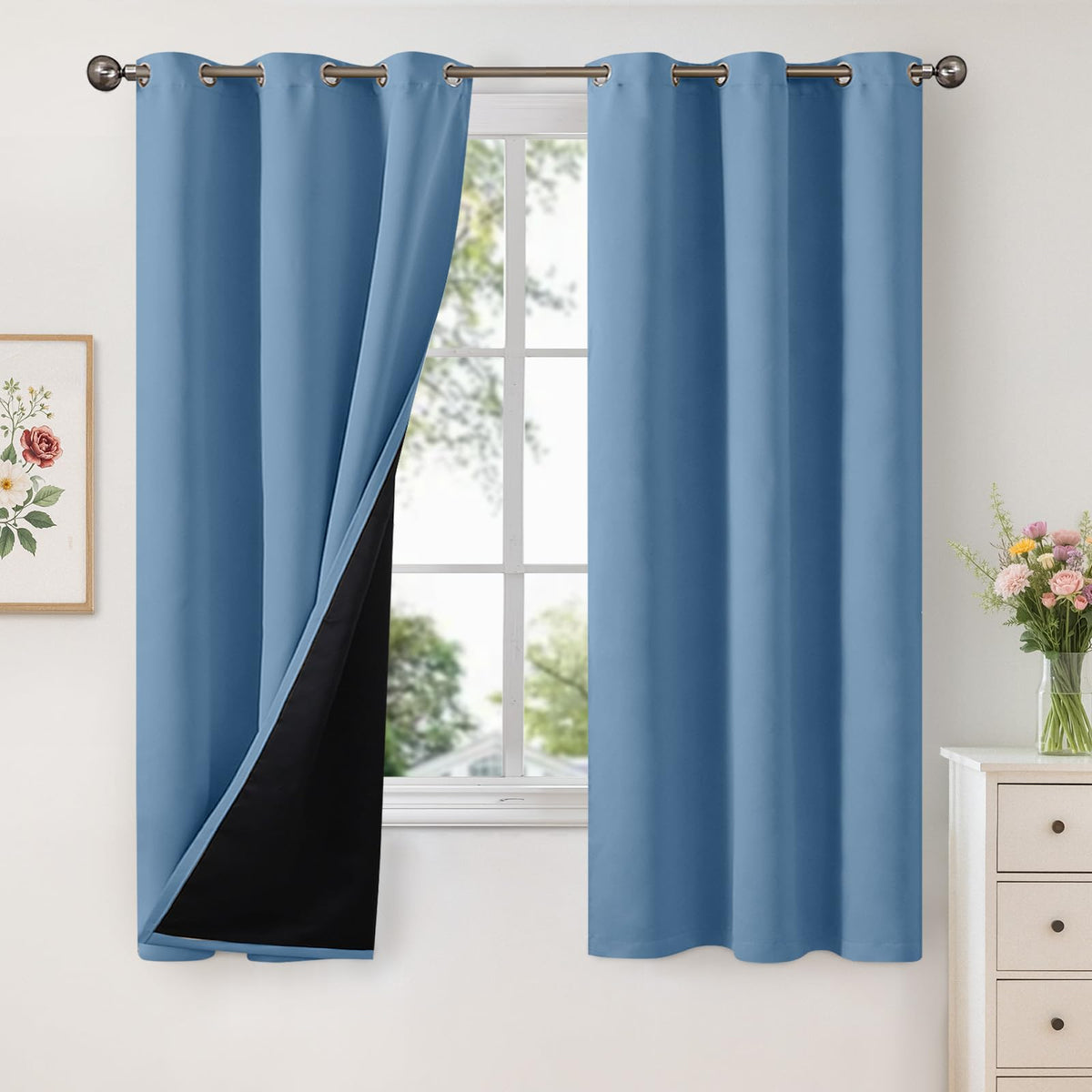 YoungsTex Black Blackout Curtains for Bedroom, Thermal Drapes Heat Blocking