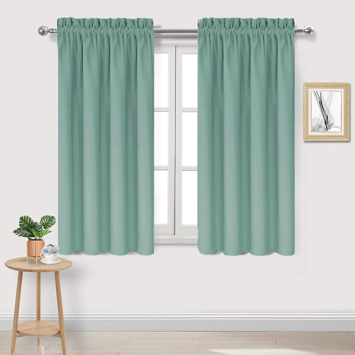 DWCN Blackout Curtains for Bedroom Living Room 42 x 63 Inch Long Black
